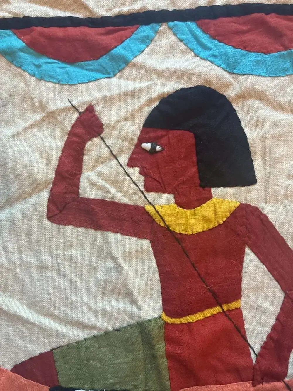Lot of 7 VTG Handmade Egyptian Khayamiya Appliqué Textile Wall Hanging Tapestry